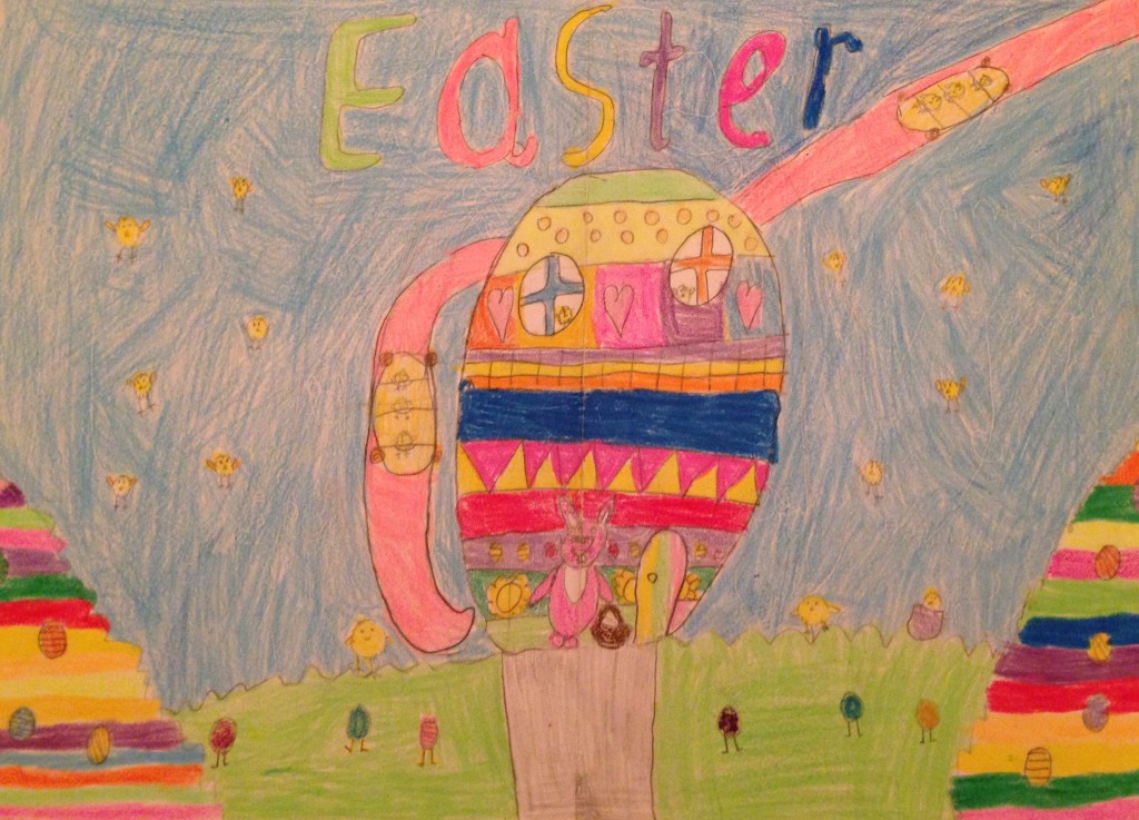 Easter Bunny getting ready for Easter by Louise Ó Brien Banteer National School